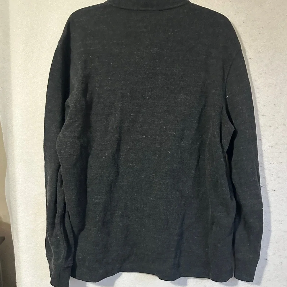 Polo Ralph Lauren Mens Large Charcoal Gray 1/4 Zip Cotton Pullover Sweater Pony